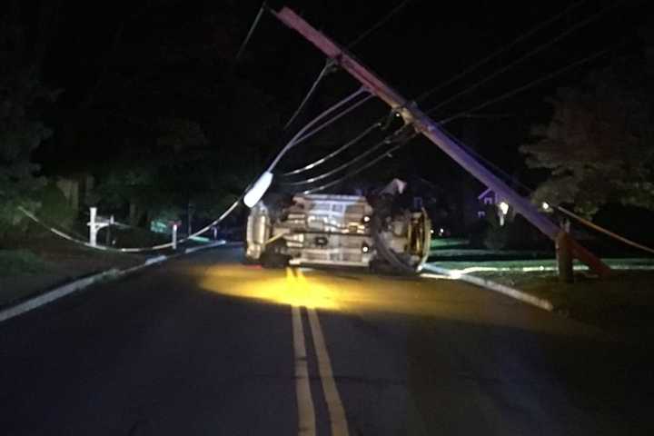 Car Slams Into Utility Pole, Knocks Down Power Lines In Fairfield