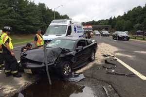 Two-Car Crash Snarls Traffic On Merritt Parkway In Trumbull