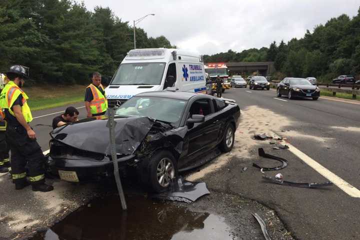 Two-Car Crash Snarls Traffic On Merritt Parkway In Trumbull