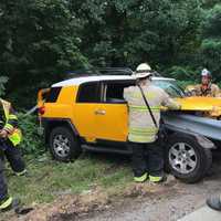 <p>A guardrail was shoved through a vehicle during a crash on the TSP.</p>