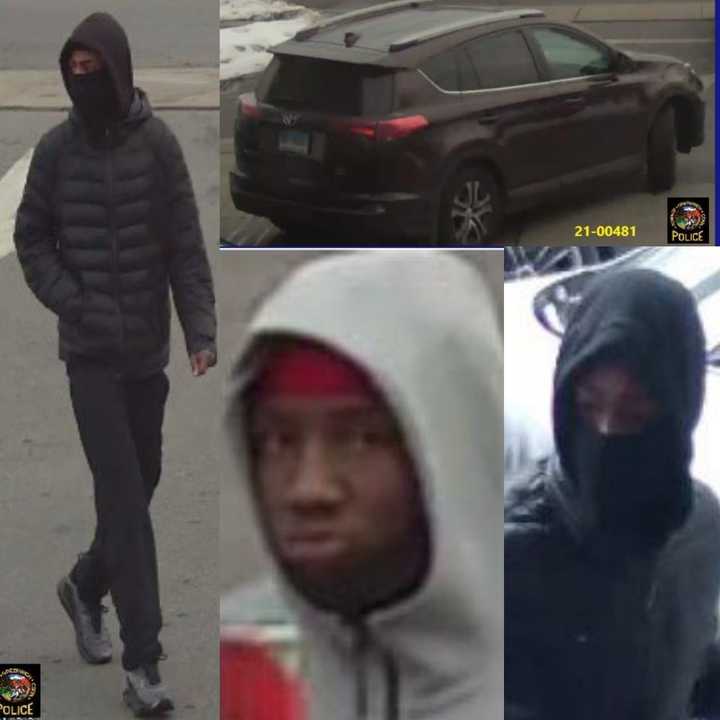 Know them? Greenwich Police are asking for help identifying three men wanted in connection with an alleged armed robbery.