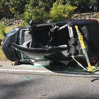 <p>A man was injured when he swerved to avoid a bicyclist and ended up rolling his vehicle.</p>