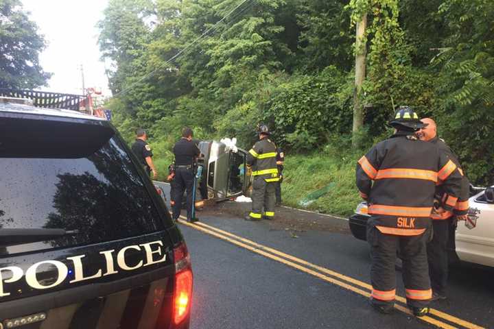 Driver Extricated After Rollover Crash On Ball Pond Road In Danbury