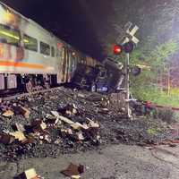 <p>A driver was hospitalized after being struck by a train in Morris County Wednesday night, authorities said.</p>