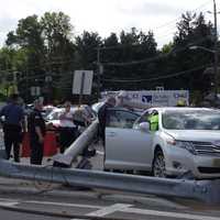 <p>A driver had to be extricated.</p>