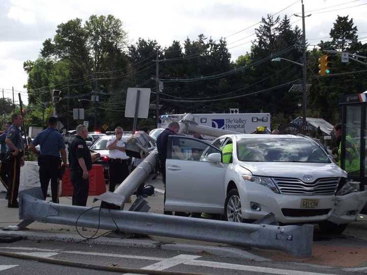 A driver had to be extricated.