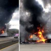 <p>Tractor-Trailer fire on Route 287.</p>