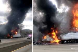 Blaze Consumes Tractor-Trailer On Route 287