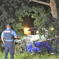 Driver Critically Injured When Mustang Rolls, Hits Tree, Catches Fire On Route 208 In Fair Lawn