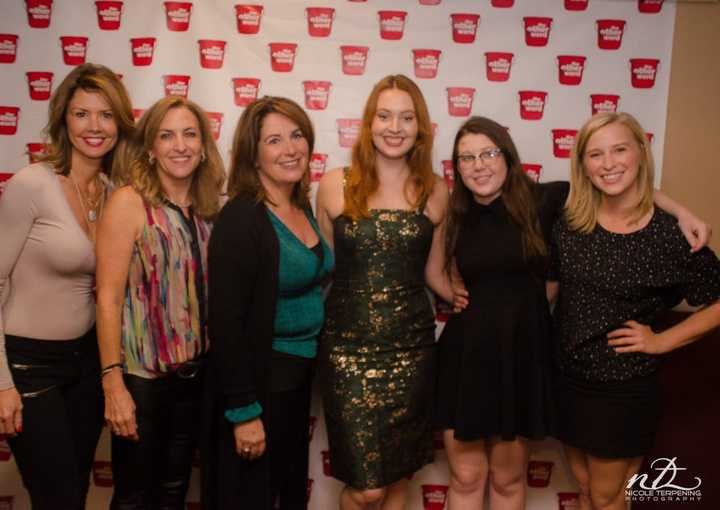 L to R: Marci Craig Hopkins, from Wyckoff, Caytha Jentis of Waldwick, Ridgewood residents Martha Fickinger, Messlina Morley, Sophie Simpson and Katie Henly of Oradel of &quot;The Other F Word.&quot;