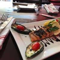 <p>Grilled Salmon with grilled veggies at El Tango Argentina.</p>