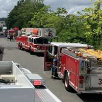 <p>Several fire crews worked together to douse a smoky and explosive forklift fire that engulfed a Morris County warehouse Wednesday afternoon.</p>