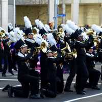 <p>The Trumbull High School Golden Eagle Marching Band wows the crowds at the Stamford Downtown Parade Spectacular.</p>