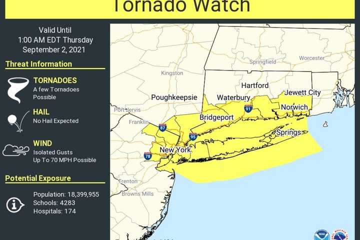 Tornado Watch In Effect For Westchester