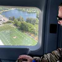 <p>View from above the practice fields next to Michie Stadium at West Point.</p>