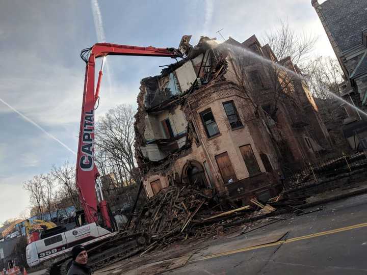 Crews took down a zombie home on Warburton Avenue in Yonkers.