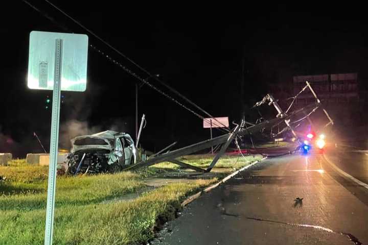 UPDATE: Utility Pole Split, Juvenile Passenger Hospitalized In Route 17 Crash