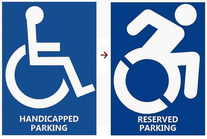 The proposed new signs for parking spaces reserved for people with disabilities.