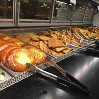 <p>European delicacies such as stuffed cabbage, danishes, pork kabobs and more at the hot food bar.</p>