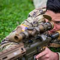 <p>A New Jersey National Guard soldier conducts weapon familiarization with the Squad Designated Marksman Rifle at Joint Base McGuire-Dix-Lakehurst.</p>