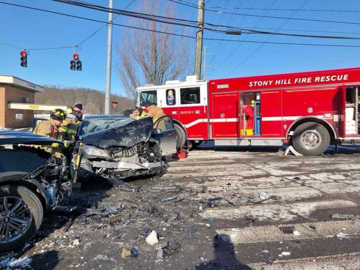 Two people were injured in a two-car crash on Route 6 in front of Target in Bethel on Saturday.