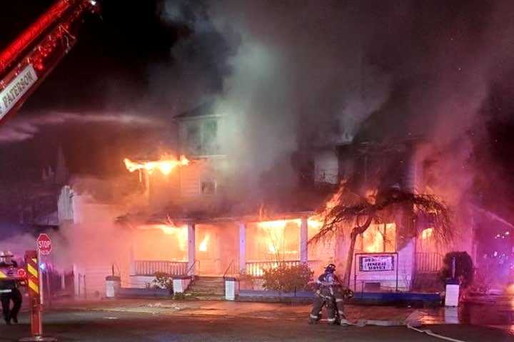Fire Consumes Former Funeral Home In Paterson