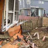 <p>The damage to the two homes.</p>