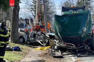 UPDATE: Two Airlifted After Minivan Slams Into Garbage Truck In Closter