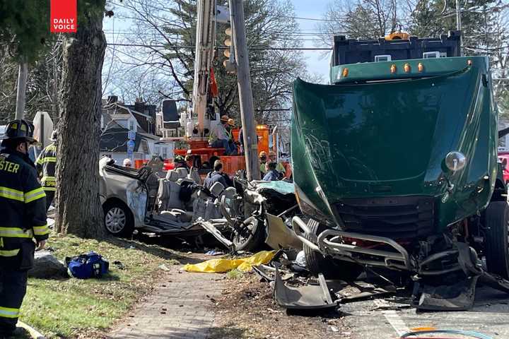 North Jersey Garbage Truck Crash In Brings Two Choppers, Massive Response