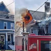 <p>FIrefighters were forced to battle the flames from outside the home next to St. Nicholas Catholic church and school on President Street in Passaic.</p>