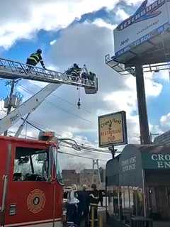 40 FEET UP: Hackensack Firefighters Rescue Workers Stuck In Boom Truck