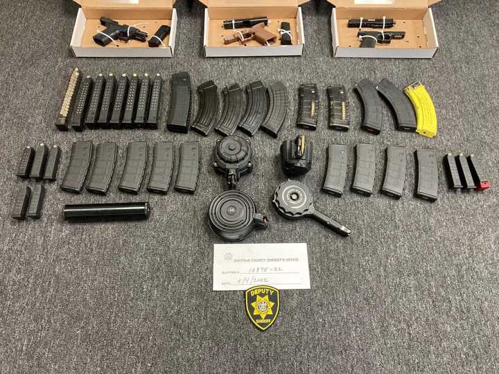 Some of the weapons seized during the warrant search.