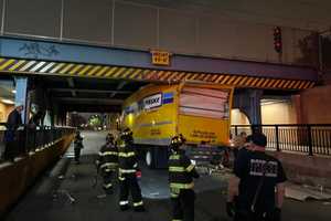 Stuck Truck Jams Bayonne Roadway