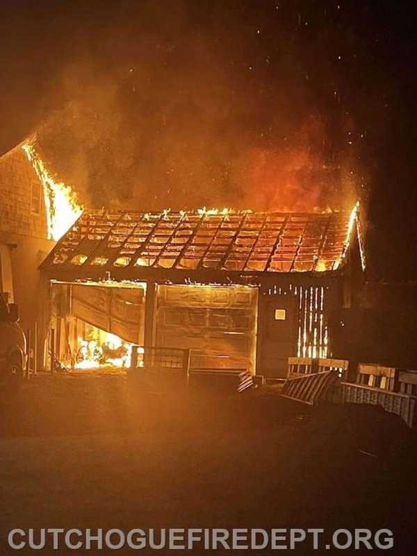 Fire Races Through North Fork Barn