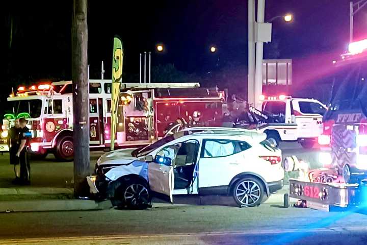 SUV Collides With Porsche, Pole In Lodi