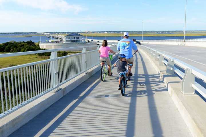 Bikers on the 9th Street Bridge in Ocean City.