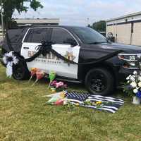 <p>A memorial was set up for Deputy First Class Glenn Hilliard.</p>