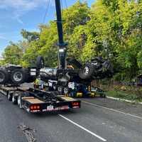 <p>Heavy-duty wreckers were needed to remove the tractor-trailer in this crash on Route 17 in Saddle River and another further on up the road in Mahwah.</p>