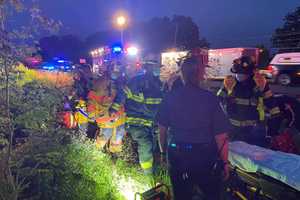 Driver Taken To Trauma Center As Car Plunges Down Embankment Into Hunterdon County Pond: PHOTOS