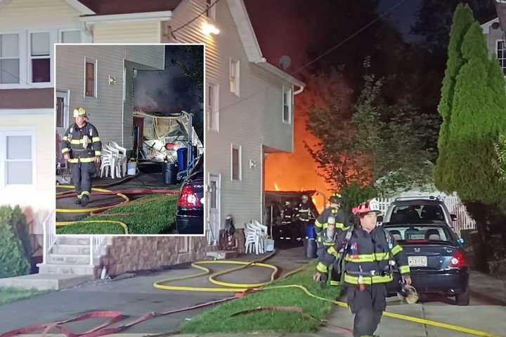 Firefighters In Maywood Douse Side By Side Garage Blazes