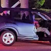 <p>The SUV continued on and smashed into the guardrail at the H Mart in Paramus.</p>