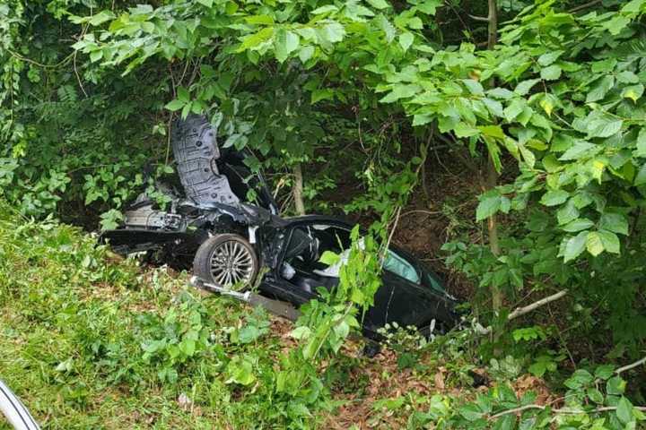 Driver Rescued After Car Goes Down Ditch In Montgomery County