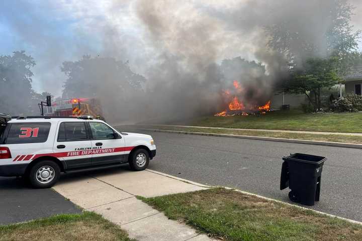 House Goes Up In Flames In Levittown