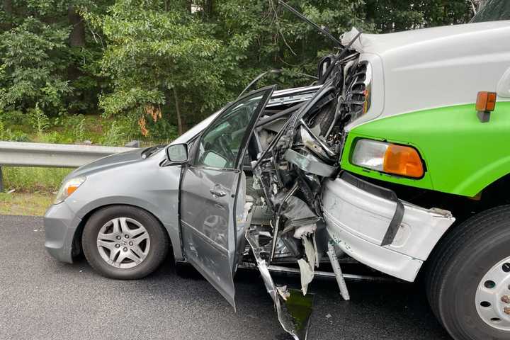 Woman Narrowly Escapes Fast-Approaching Tractor Trailer On I-495 In Boxborough