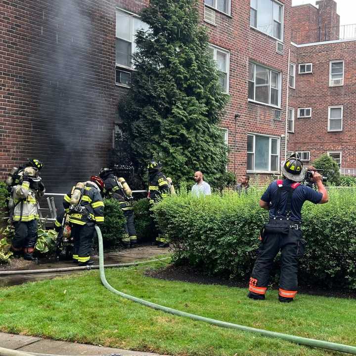 The firefighters at work.