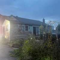 <p>The damage to the side of the home in Sykesville.</p>