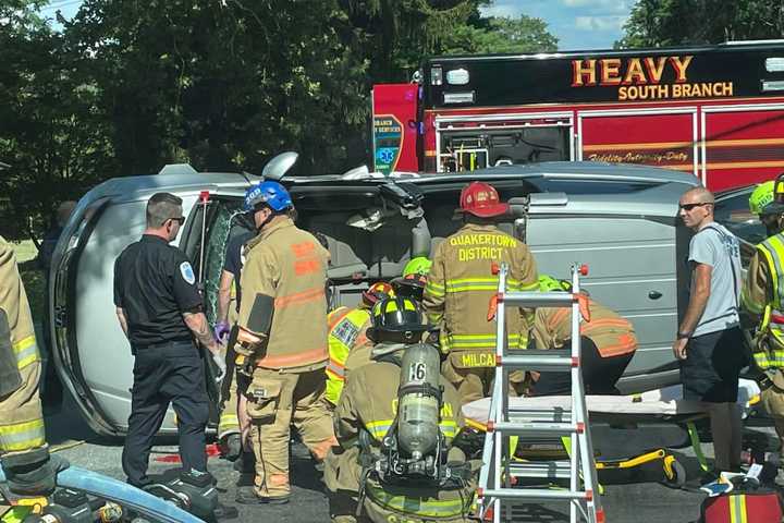 Two Hospitalized Following Hunterdon County Rollover Crash