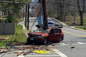 Jeep Splits Pole, Driver Walks Away Without Scratch In Washington Township