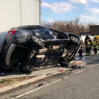 <p>The van spun out and hit the tractor-trailer, police said.</p>