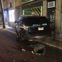 <p>The hit-and-run driver struck the Fairview police SUV with a pickup truck just after midnight, authorities said.</p>